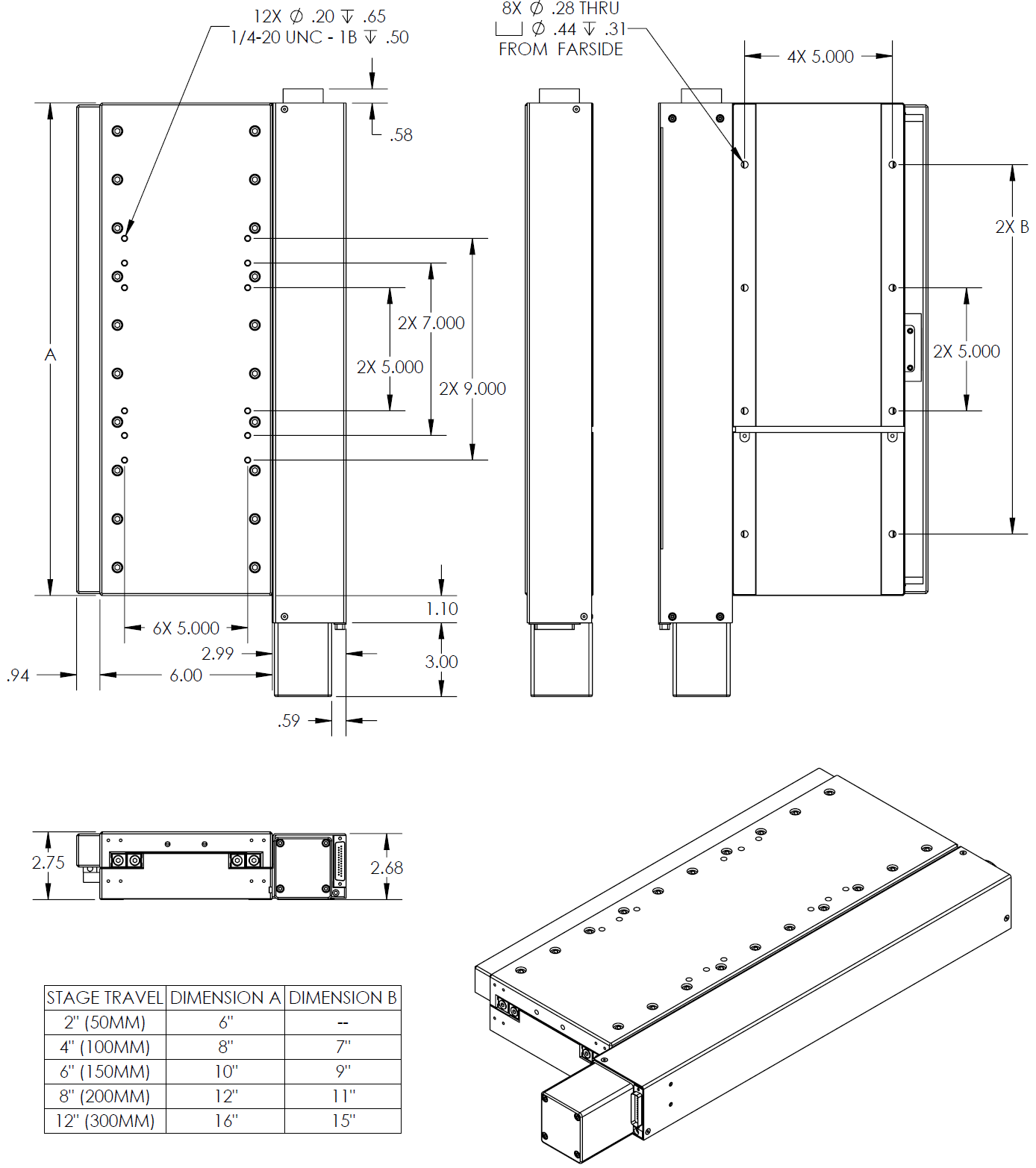 CS Series Linear Stage Drawings
