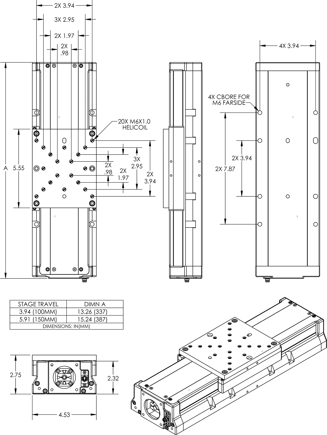 LSN Series Stage Dimension Drawings